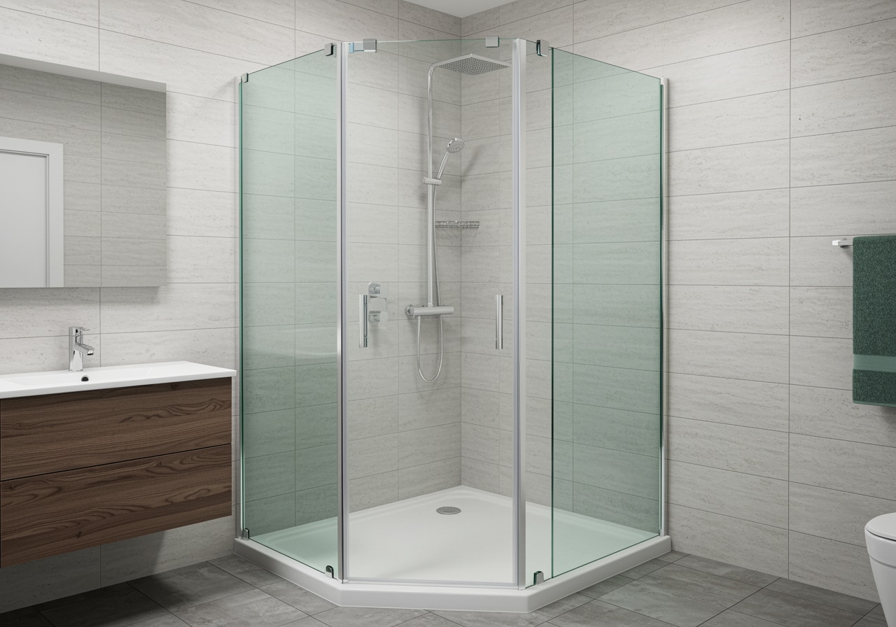 5-Eck-Dusche aus Glas – mehr Platz im kleinen Bad
