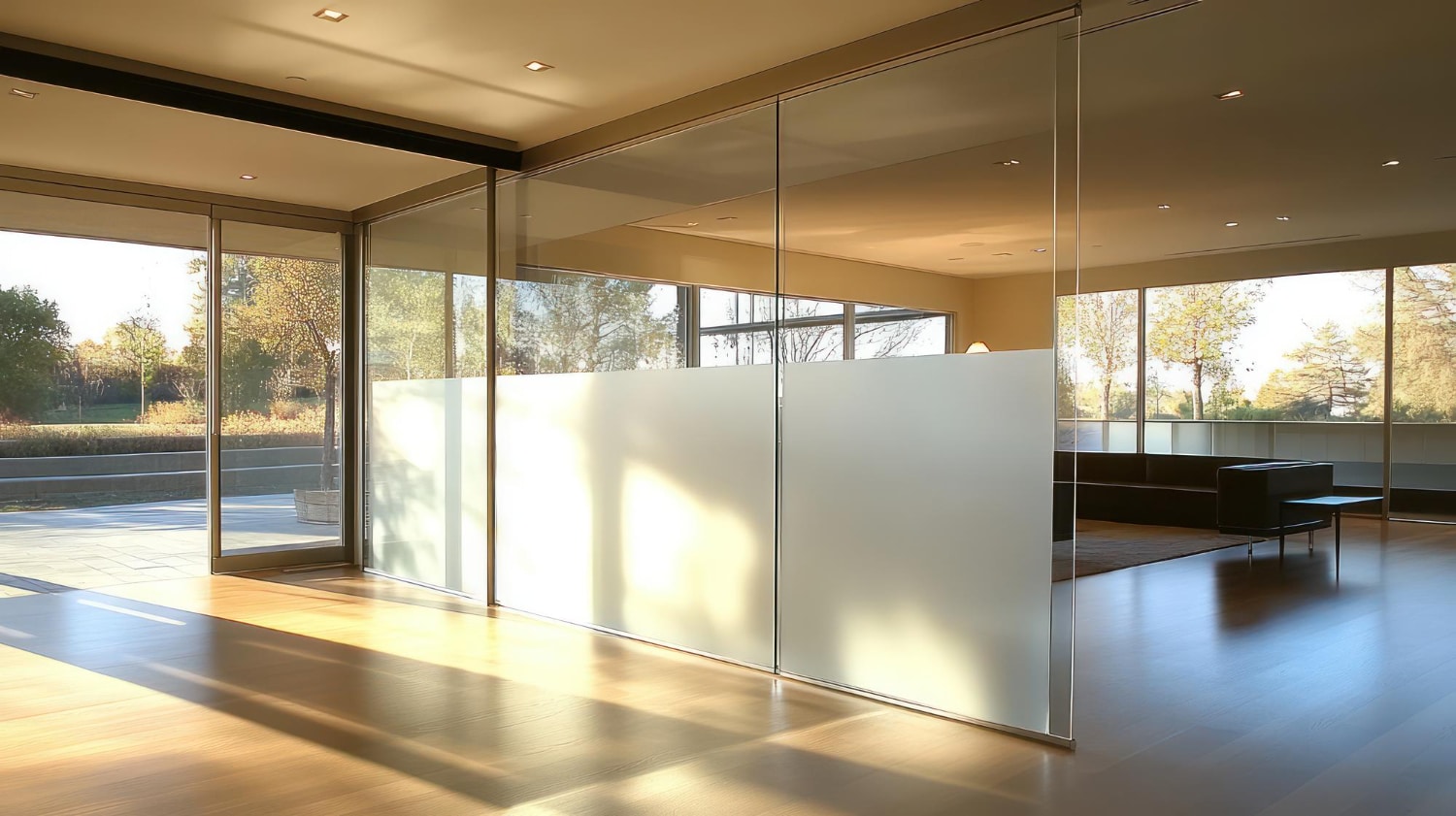 Ganzglasanlage – moderner Raumteiler